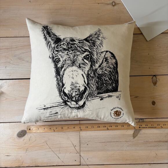 Rachel Dubber NWT M'asal Beag Dubh "My Little Black Donkey" Throw Pillow 18x18 - Picture 6 of 7
